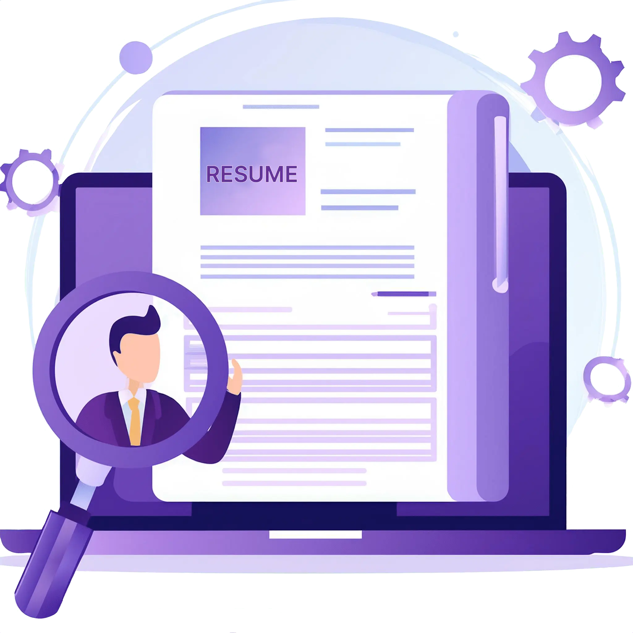 Vector image of a man analysing a Resume